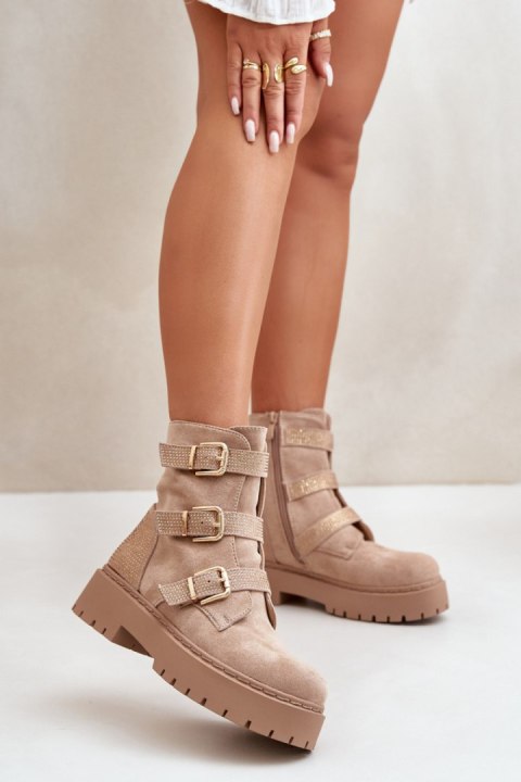 Botki Model Tiaeliana HB-276 Beige - Step in style Botki Model Tiaeliana HB-276 Beige - Step in style