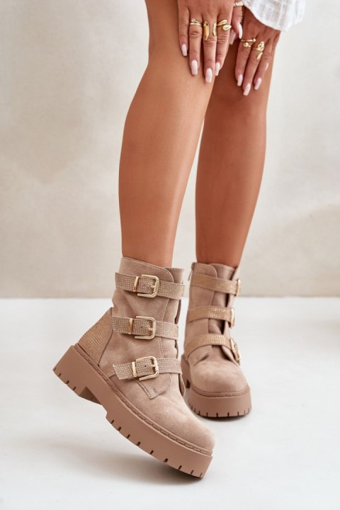 Botki Model Tiaeliana HB-276 Beige - Step in style Botki Model Tiaeliana HB-276 Beige - Step in style