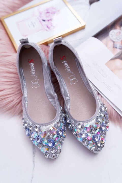 Baleriny Model Crystal C87 Silver - Step in style Baleriny Model Crystal C87 Silver - Step in style