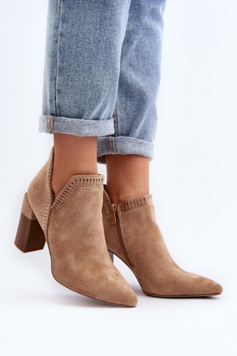 Botki Model Vailen A8805-63 Beige - Step in style Botki Model Vailen A8805-63 Beige - Step in style