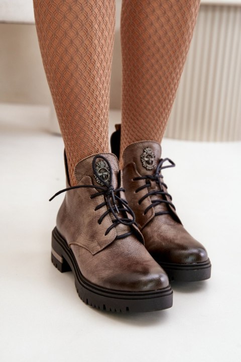 Botki Model Zazoo 60309 Dark Beige - Step in style Botki Model Zazoo 60309 Dark Beige - Step in style