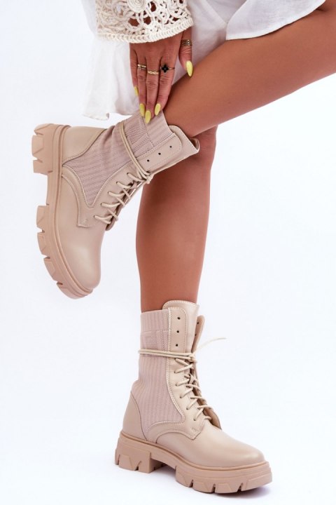 Botki Workery Model Marlissa A9513 Beige - Step in style Botki Workery Model Marlissa A9513 Beige - Step in style
