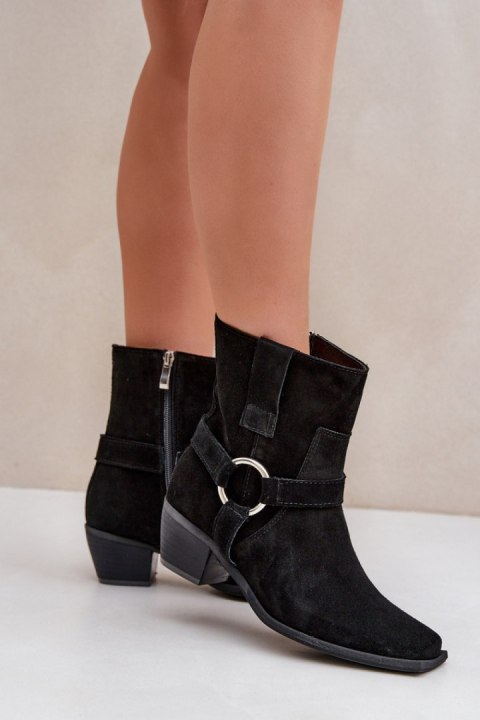 Botki Model Zazoo 3444/2 Black Zamsz - Step in style Botki Model Zazoo 3444/2 Black Zamsz - Step in style