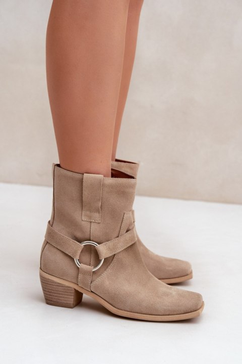 Botki Model Zazoo 3444/2 Light Beige Zamsz - Step in style Botki Model Zazoo 3444/2 Light Beige Zamsz - Step in style