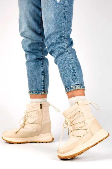 Śniegowce Model 24-16321BE Beige - PRIMO Śniegowce Model 24-16321BE Beige - PRIMO