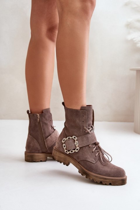 Botki Model Zazoo 2951/037 Dark Beige - Step in style Botki Model Zazoo 2951/037 Dark Beige - Step in style