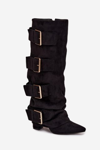 Kozaki Model Isavelle 7677A-1 Black Zamsz - Step in style