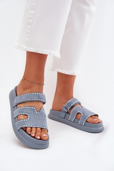 Sandał Klapki Model Delyna 27004 Blue - Step in style Sandał Klapki Model Delyna 27004 Blue - Step in style