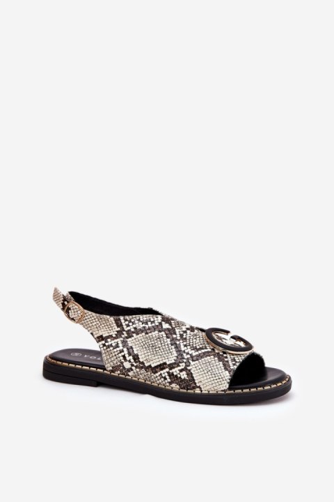 Sandały Model Haliones A8230 Beige/Brown Wąż - Step in style Sandały Model Haliones A8230 Beige/Brown Wąż - Step in style