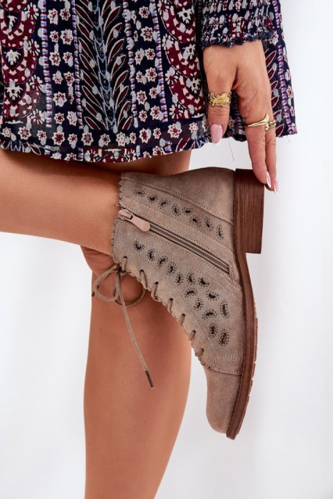 Botki Model S.Barski HY51-185 Beige - Step in style Botki Model S.Barski HY51-185 Beige - Step in style