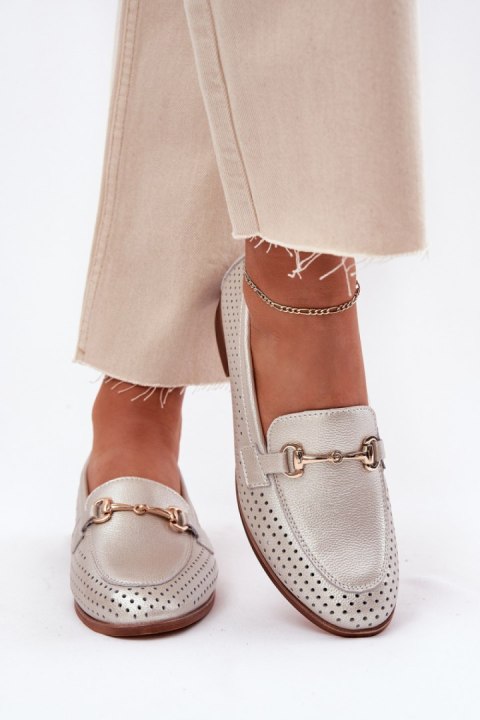 Mokasyny Model S.Barski LR51-594 Silver - Step in style Mokasyny Model S.Barski LR51-594 Silver - Step in style