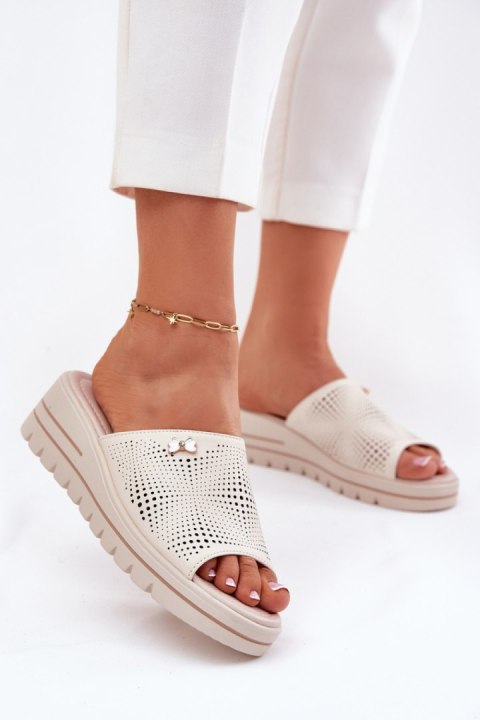 Sandał Klapki Model Vinceza 41477 Beige - Step in style Sandał Klapki Model Vinceza 41477 Beige - Step in style