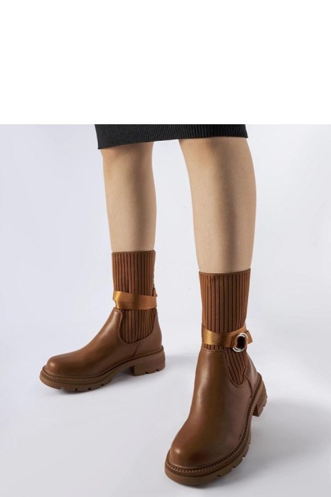 Brązowe skarpetowe ocieplane botki Picker - Solea Brązowe skarpetowe ocieplane botki Picker - Solea
