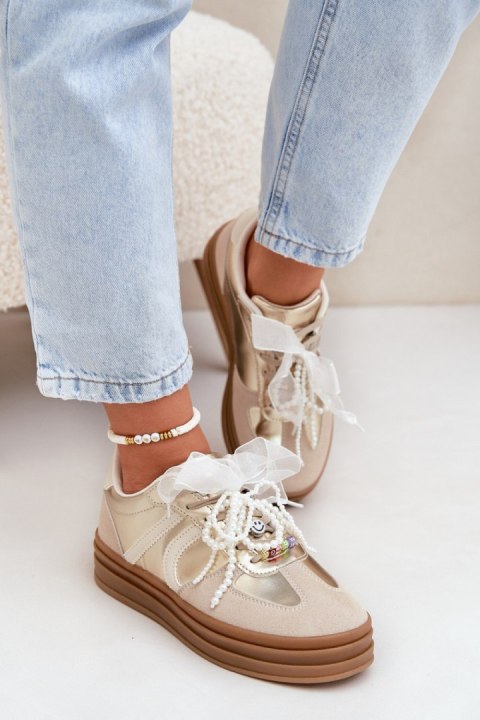 Buty Sportowe Model Vinness C3033 Beige/Gold - Step in style Buty Sportowe Model Vinness C3033 Beige/Gold - Step in style