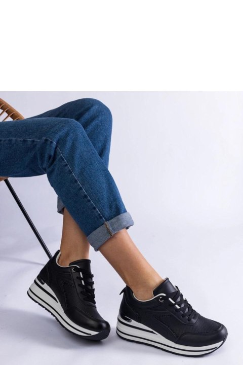 Czarne sneakersy na platformie zdobione brokatem i metaliczną wstawką Ursula - Solea Czarne sneakersy na platformie zdobione brokatem i metaliczną wstawką Ursula - Solea