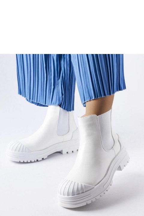 Białe workery z gumowymi wstawkami Lange - Solea Białe workery z gumowymi wstawkami Lange - Solea