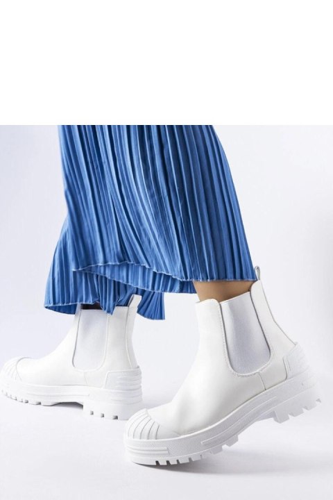 Białe workery z gumowymi wstawkami Lange - Solea Białe workery z gumowymi wstawkami Lange - Solea