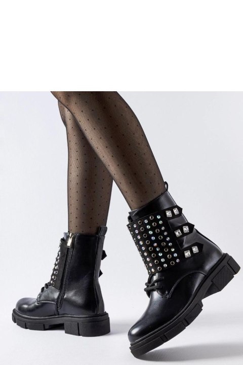 Czarne botki zdobione cyrkoniami Cento - Solea Czarne botki zdobione cyrkoniami Cento - Solea