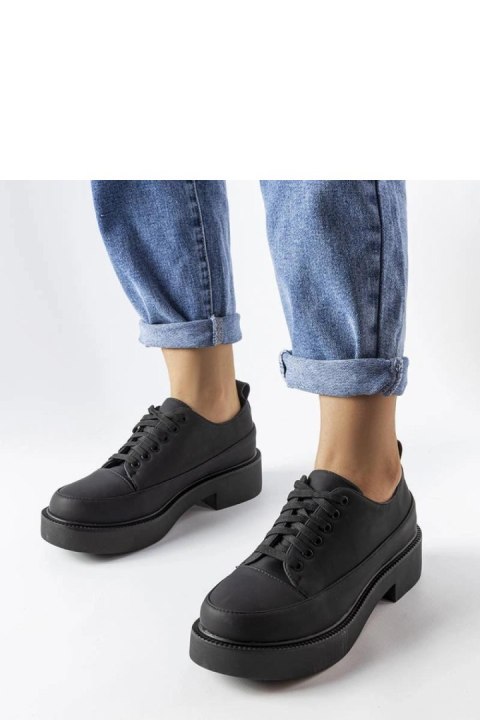 Czarne półbuty na płaskim obcasie Merico - Solea Czarne półbuty na płaskim obcasie Merico - Solea