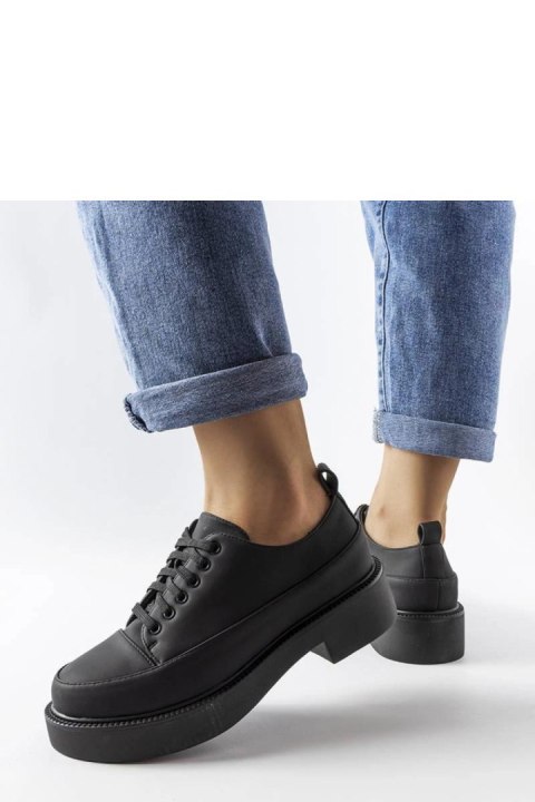 Czarne półbuty na płaskim obcasie Merico - Solea Czarne półbuty na płaskim obcasie Merico - Solea