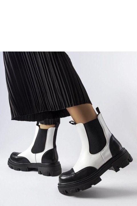 Czarno-białe wsuwane botki Albany - Solea Czarno-białe wsuwane botki Albany - Solea