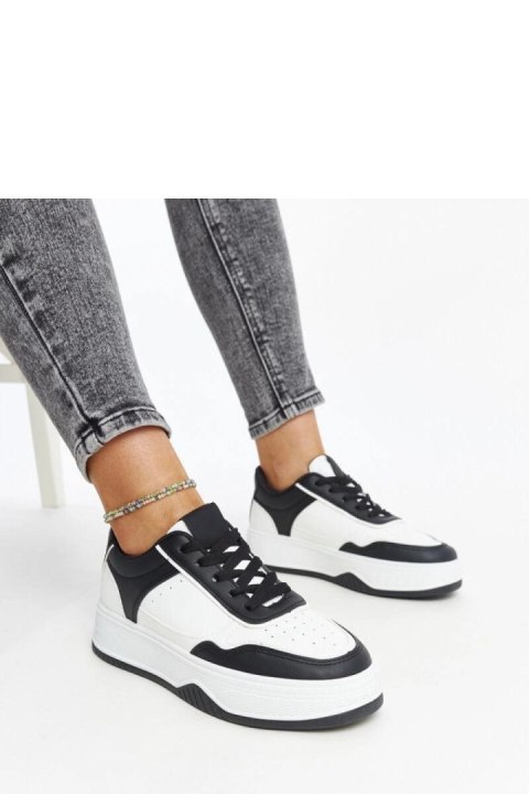 Biało-czarne sneakersy na grubszej podeszwie Rumai - Solea Biało-czarne sneakersy na grubszej podeszwie Rumai - Solea