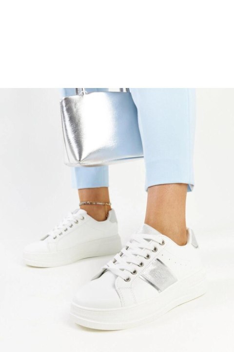 Biało-srebrne sneakersy na grubszej podeszwie Finestra - Solea Biało-srebrne sneakersy na grubszej podeszwie Finestra - Solea