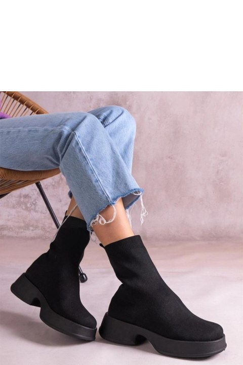 Czarne botki z elastyczną cholewką Evel - Solea Czarne botki z elastyczną cholewką Evel - Solea