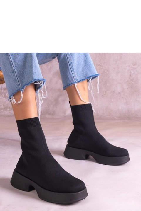 Czarne botki z elastyczną cholewką Evel - Solea Czarne botki z elastyczną cholewką Evel - Solea