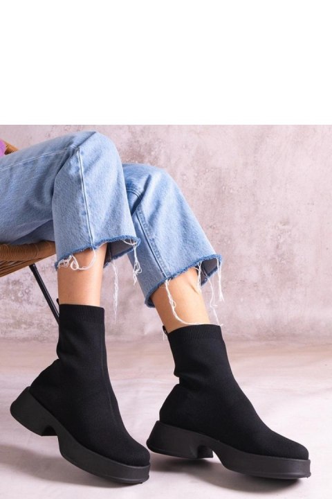 Czarne botki z elastyczną cholewką Evel - Solea Czarne botki z elastyczną cholewką Evel - Solea