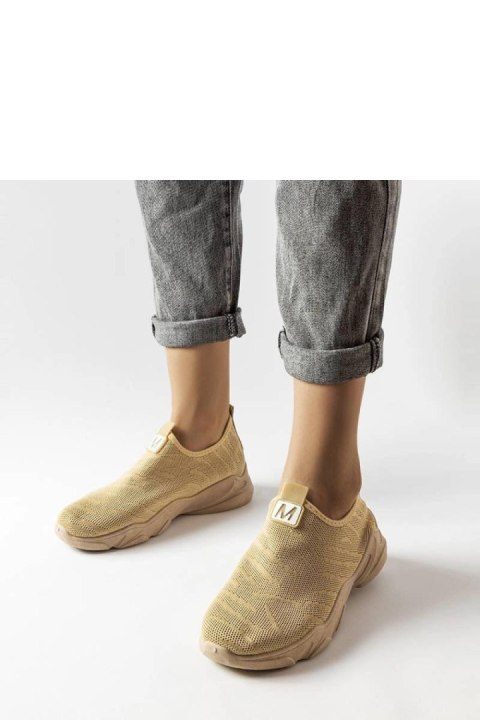 Ciemnobeżowe materiałowe buty sportowe damskie Aaron - Solea Ciemnobeżowe materiałowe buty sportowe damskie Aaron - Solea