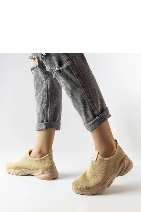 Ciemnobeżowe materiałowe buty sportowe damskie Aaron - Solea Ciemnobeżowe materiałowe buty sportowe damskie Aaron - Solea