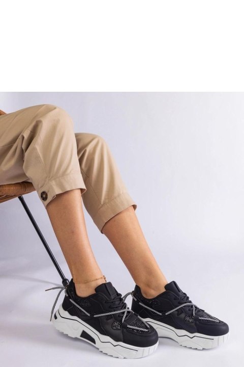 Czarne sneakersy damskie z brokatem Agar - Solea