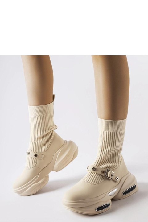 Kremowe botki ze skarpetkową cholewką Ivana - Solea Kremowe botki ze skarpetkową cholewką Ivana - Solea