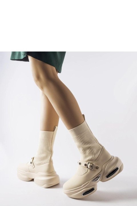 Kremowe botki ze skarpetkową cholewką Ivana - Solea Kremowe botki ze skarpetkową cholewką Ivana - Solea