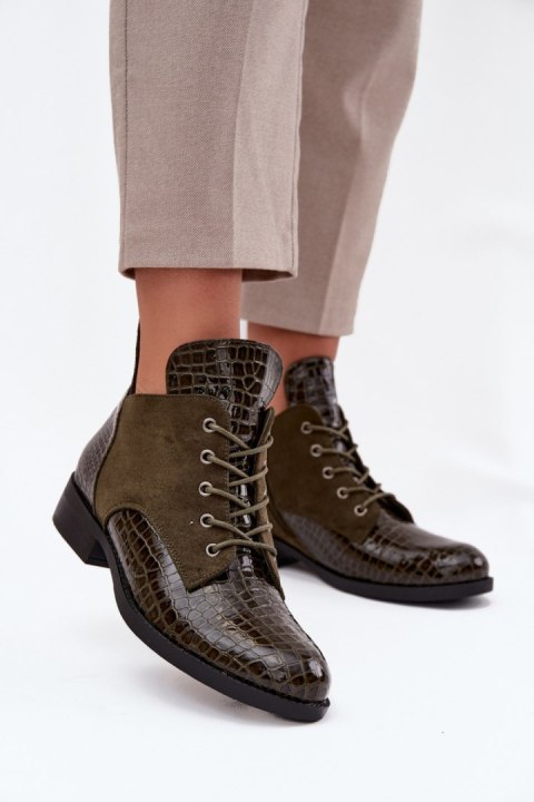 Botki Model Vinceza 16477 Dark Green Lakier - Step in style Botki Model Vinceza 16477 Dark Green Lakier - Step in style