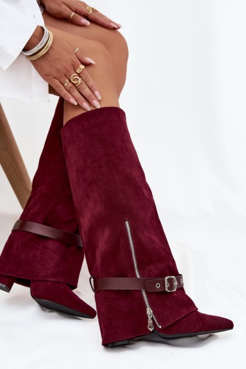 Kozaki Model Jolivine 2502A-1 Bordo Zamsz - Step in style